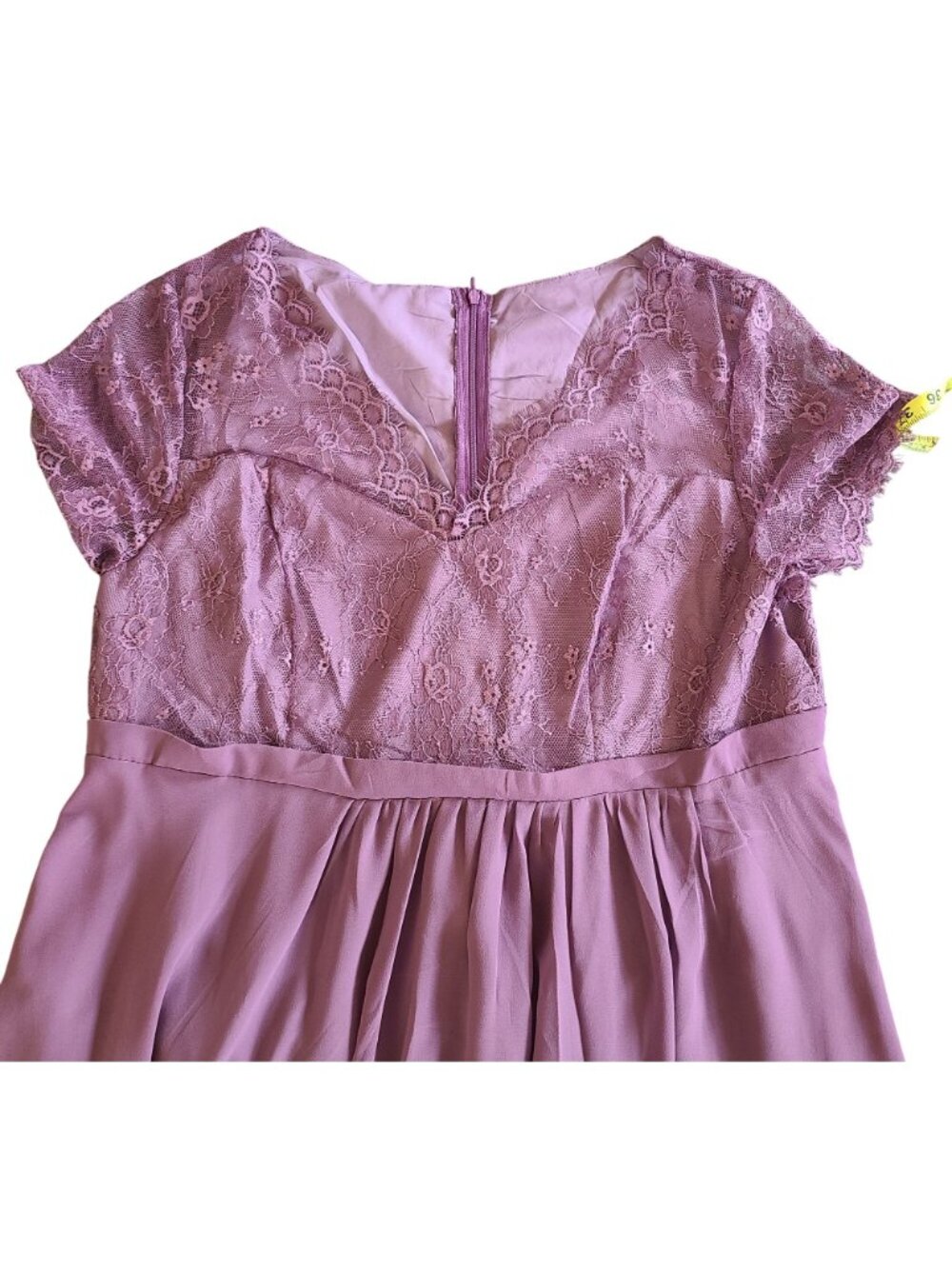 Purple Lace Chiffon Maxi Dress Plus Size 2XL Cap Sleeves & V-Neckline - Picture 4 of 14